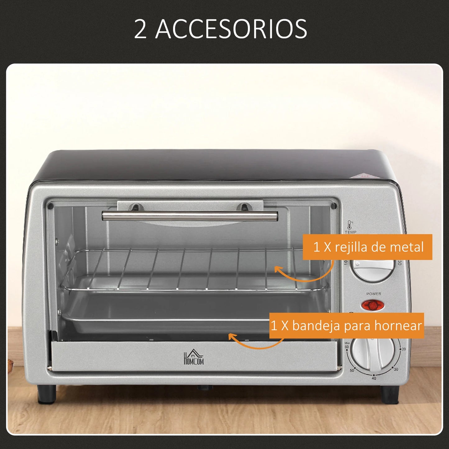 Homcom Four Électrique De Table 10 L 750W Température 230 ℃ 36,5X26X22 cm