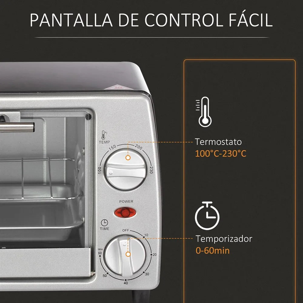 Homcom Four Électrique De Table 10 L 750W Température 230 ℃ 36,5X26X22 cm