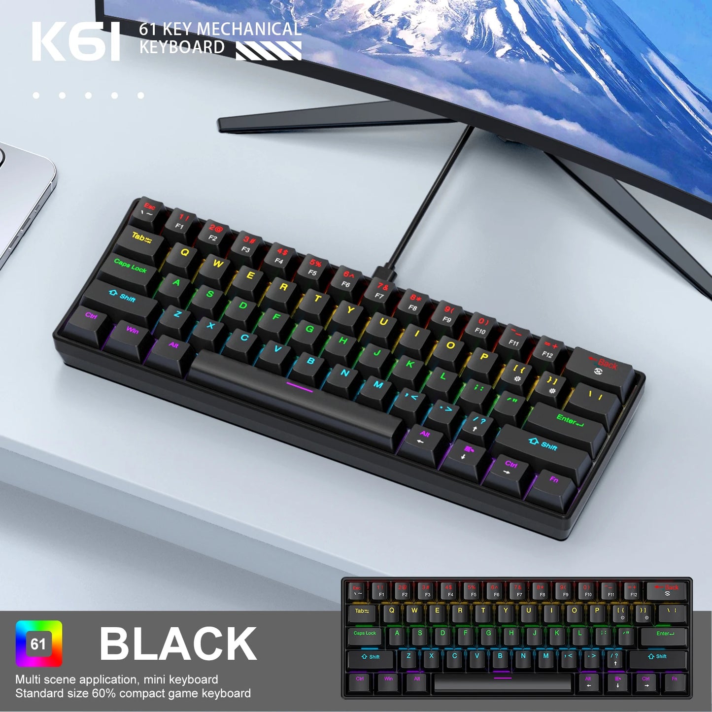 APAYADO K61 Mini clavier mechanique RGB