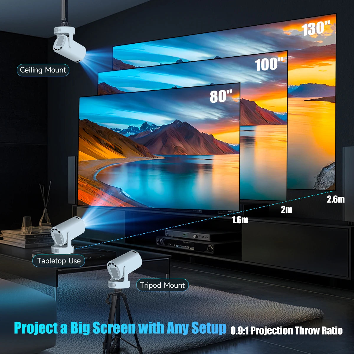 rojecteur Magcubic HY300 Pro+ 8K – Cinéma Maison Portable | Android 14, WiFi 6, Bluetooth 5.4, 8000 Lumens, Haut-parleur