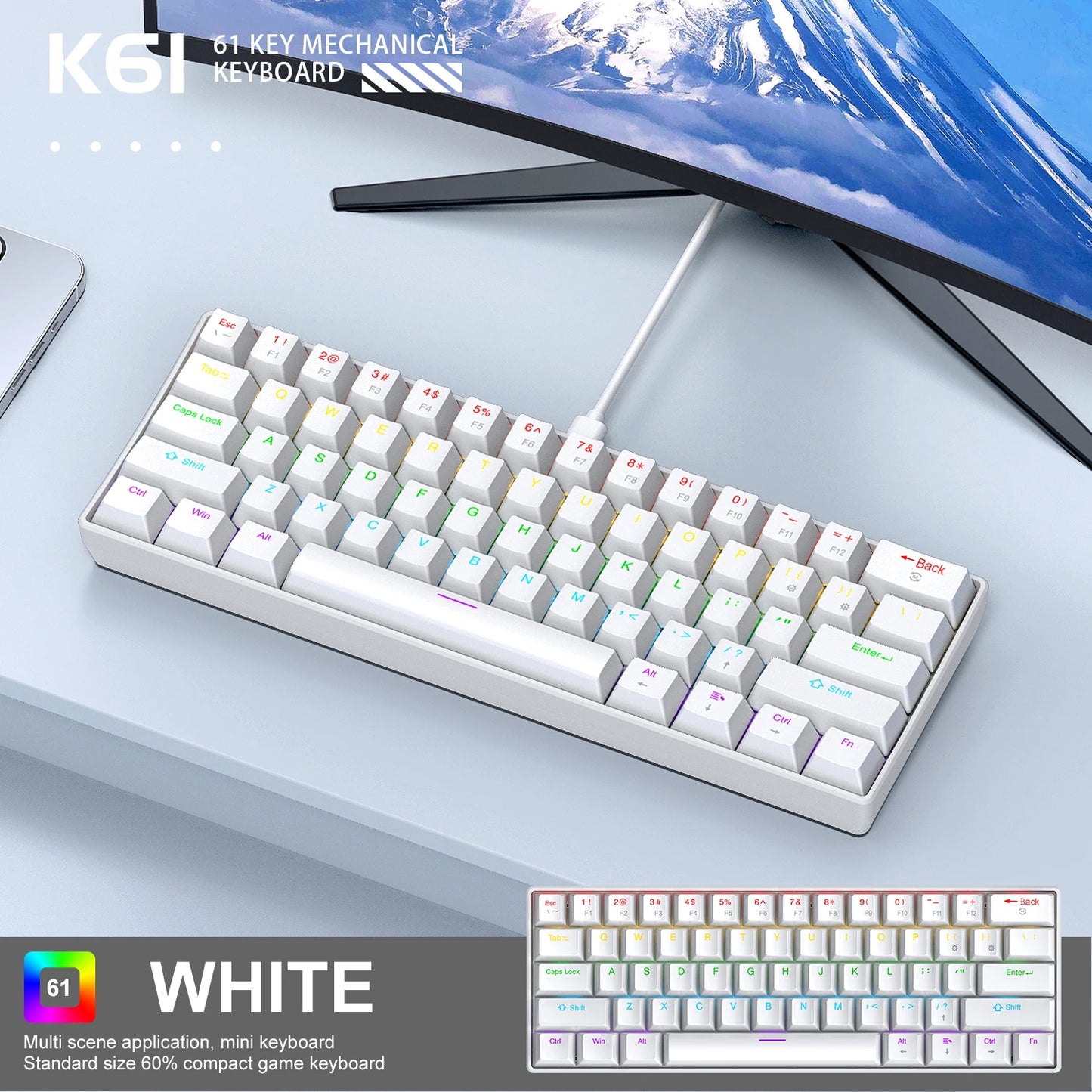 APAYADO K61 Mini clavier mechanique RGB