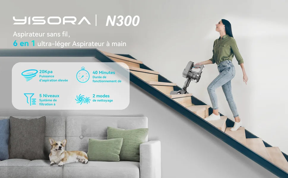 YISORA N300 aspirateur vertical sans fil