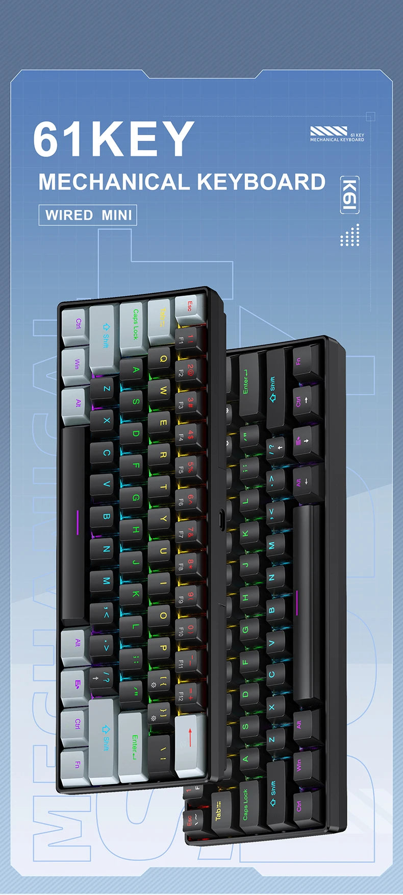 APAYADO K61 Mini clavier mechanique RGB