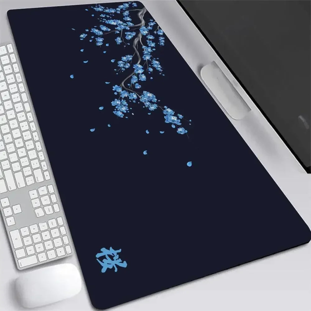 Tapis de souris S-XXL gris motif fleurs de cerisier du Japon