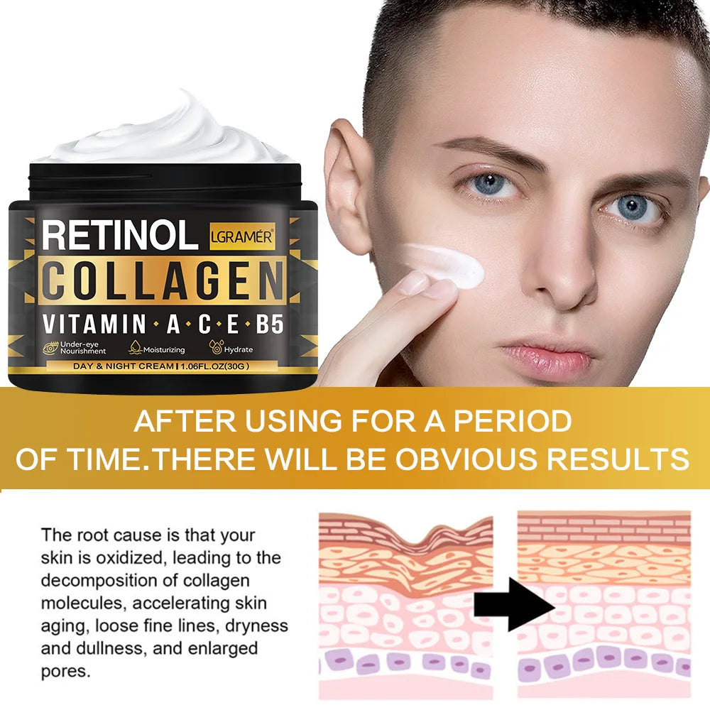 Crème pour le visage au collagène au rétinol pour hommes