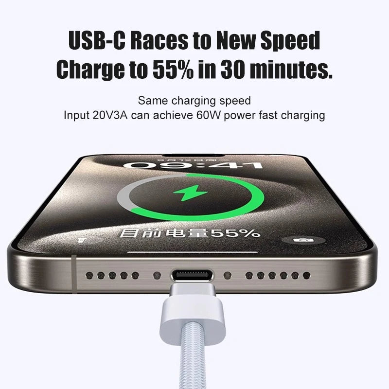 Cable chargeur rapide Usb type C 60w